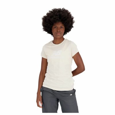 T-shirt med kortärm Dam New Balance Essentials Beige (Storlek: M)