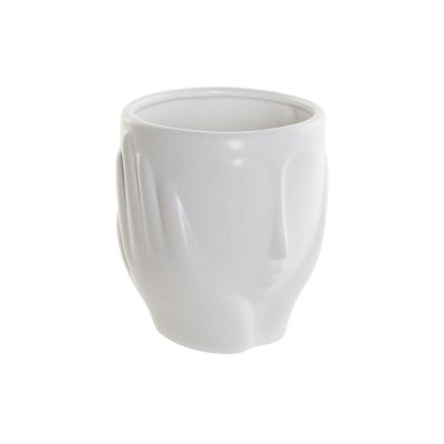 Kruka DKD Home Decor Ansikte Keramik Vit (14 x 14 x 15,5 cm)