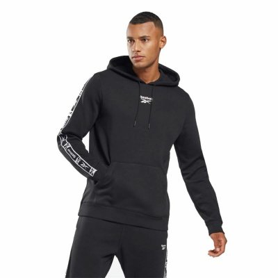 Tröja med huva Herr Reebok RI Tape OTH Svart (Storlek: M)
