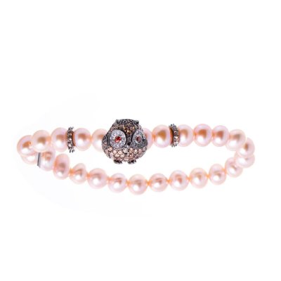 Damarmband Lancaster JLA-BR-OWL-4-PE Brun Orange Zirconer Sterlingsilver 16 mm