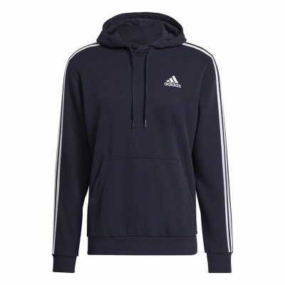 Tröja med huva Herr Adidas Essentials 3 Stripes Marinblå (Storlek: S)