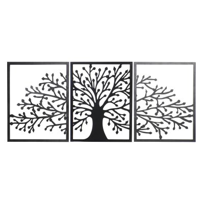 Väggdekoration DKD Home Decor 3 Delar Svart Träd Metall (141 x 1,3 x 61 cm)