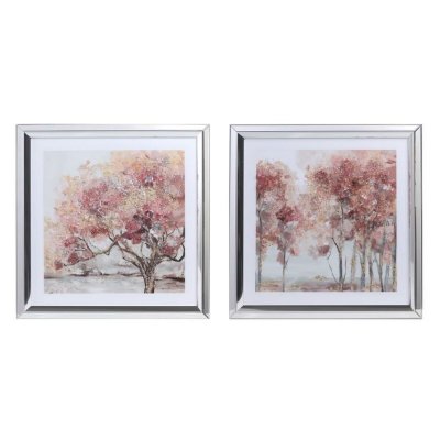 Tavla DKD Home Decor Träd Traditionell (69 x 2,5 x 69 cm) (2 antal)