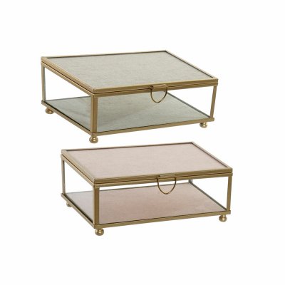 Smyckeskrin DKD Home Decor Glas Järn (15 x 10 x 6 cm) (2 pcs)