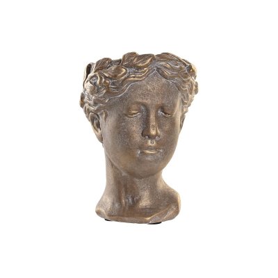 Kruka DKD Home Decor Ansikte Gyllene Cement (16 x 15 x 21 cm)