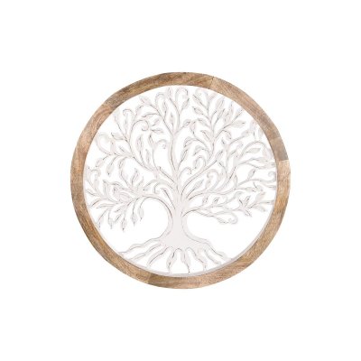Väggdekoration DKD Home Decor Träd Brun Vit Mangoträ Trä MDF (63 x 3 x 63 cm)