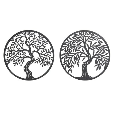 Väggdekoration DKD Home Decor Svart Metall Träd (2 pcs) (40 x 1 x 40 cm)