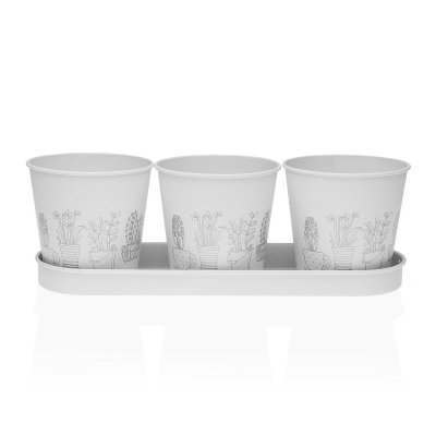 Kruka Versa Vit Trippel Metall (11 x 33 cm)