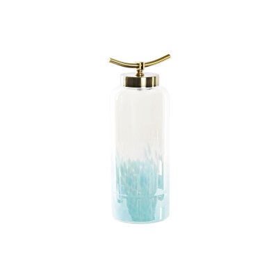 Vas DKD Home Decor Glas Blå Gyllene Metall Medelhavs (19 x 15 x 41 cm) (Ø 14 cm)