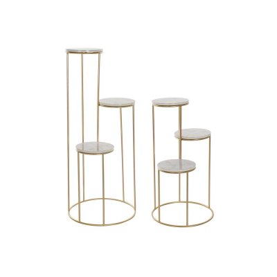 Sidobord DKD Home Decor Gyllene Metall MDF Vit (42 x 42 x 99 cm)