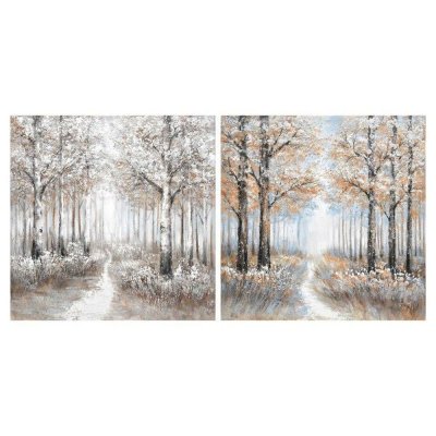 Tavla DKD Home Decor S3018291 Träd (100 x 3 x 100 cm) (2 antal)