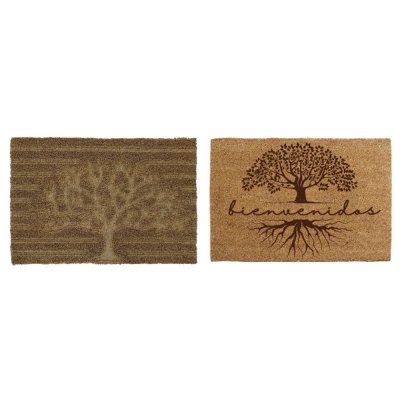 Dörrmatta DKD Home Decor Brun PVC Fibrer Träd (2 pcs) (60 x 40 x 1.5 cm)