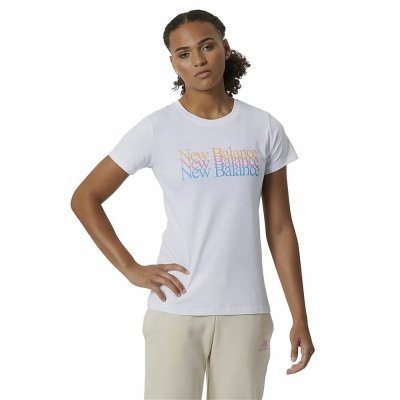 T-shirt med kortärm Dam New Balance Essentials Celebrate Vit (Storlek: M)