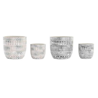 Krukset DKD Home Decor Grå Cement Vit Kolonial (16 x 16 x 15 cm) (2 antal)