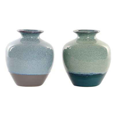 Vas DKD Home Decor Blå Grön Porslin Boho (2 pcs) (16 x 16 x 18 cm)
