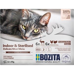 Kattmat Bozita Menybox Indoor & Sterilised Kött i sås 12x85 g