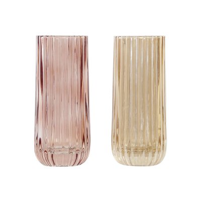 Vas DKD Home Decor Glas Terrakota n Ambra Modern (11 x 11 x 27,5 cm) (2 antal)