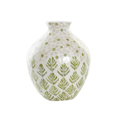 Vas DKD Home Decor Grön Pärlemor Bambu Tropiskt Löv av en växt (30 x 30 x 36 cm)