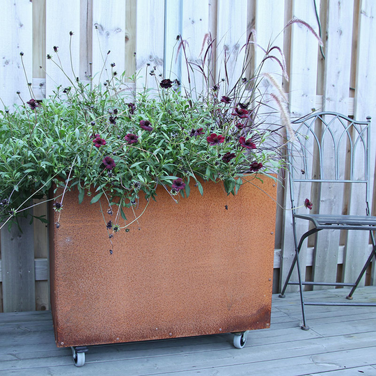 Kruka corten med botten 45x75x55 cm