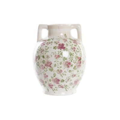 Vas DKD Home Decor Vit Grön Rödbrun Stengods Shabby Chic (17 x 17 x 22 cm)
