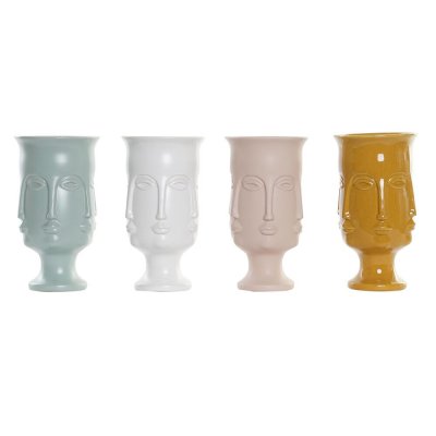 Vas DKD Home Decor Turkos Rosa Terrakota n Vit Grön Stengods (14,5 x 14,5 x 26 cm) (4 antal)