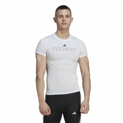 T-shirt med kortärm Herr Adidas techfit Graphic Vit (Storlek: S)