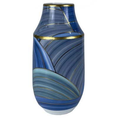 Vas DKD Home Decor Porslin Blå Modern (15 x 15 x 30 cm)