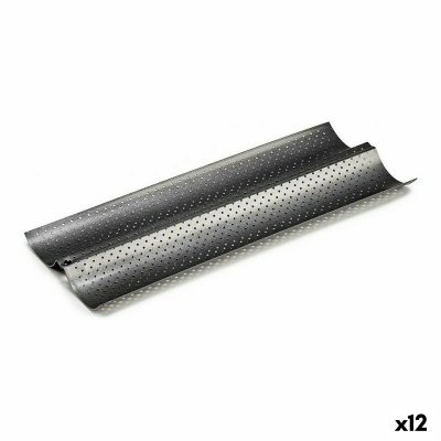 Bricka Bröd Metall Mörkgrå Kolstål (16 x 2,5 x 38 cm) (12 antal)