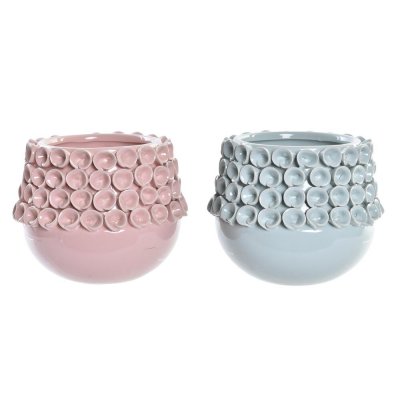 Vas DKD Home Decor Rosa Turkos Stengods Medelhavs (17 x 17 x 13.5 cm) (2 pcs)