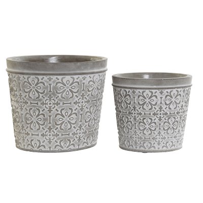 Kruka DKD Home Decor Grå Cement (2 Delar) (17 x 17 x 15 cm)