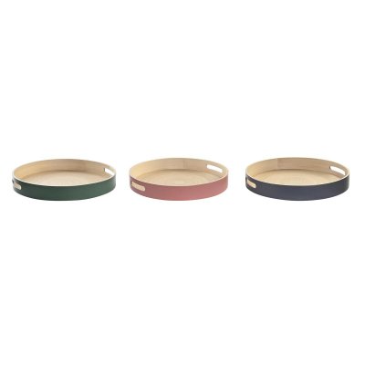 Bricka DKD Home Decor Bambu (38 x 38 x 5,5 cm) (3 antal)