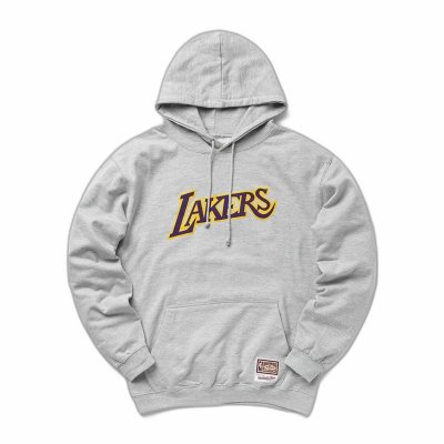 Tröja med huva Barn Mitchell & Ness Lakers Grå (Storlek: XL)