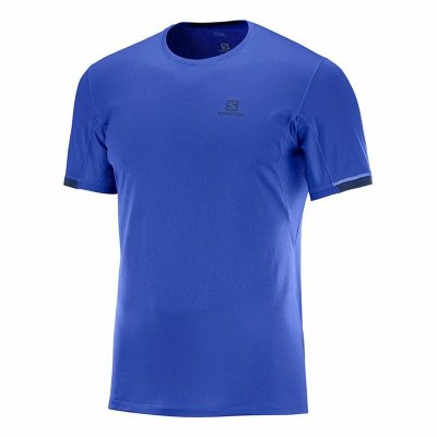 T-shirt med kortärm Herr Salomon Agile Mörkblå (Storlek: L)