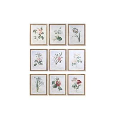 Tavla DKD Home Decor Virágok (40 x 2 x 50 cm) (9 antal)