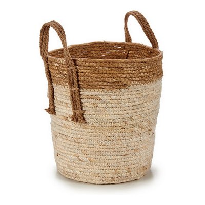 Kruka Naturell Brun Med handtag Halm (23 x 30 x 24 cm)