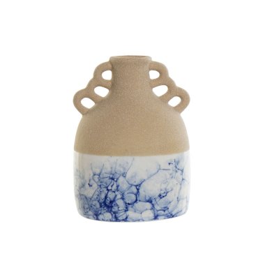Vas DKD Home Decor Porslin Beige Blå Modern (12.2 x 10.3 x 16.7 cm)