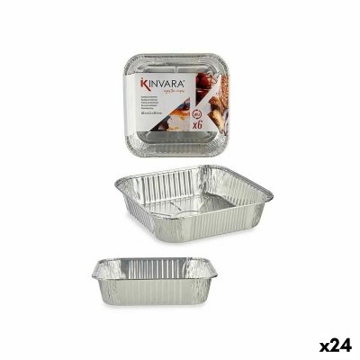 Uppsättning med Brickor Silvrig Aluminium 24 antal (20,5 x 20,5 x 4,9 cm)