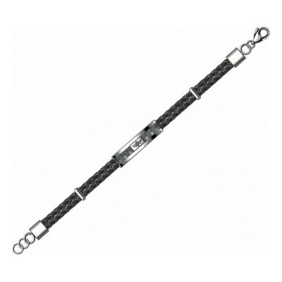 Damarmband Police S14ALO01B Svart Läder Stål Silvrig (20 cm)