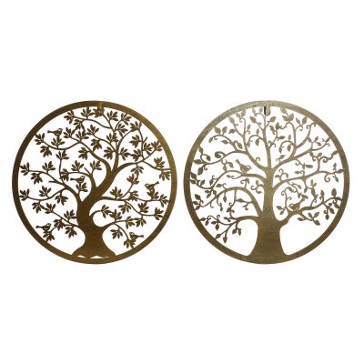 Väggdekoration DKD Home Decor Träd Gyllene Metall (2 antal) (40 x 1 x 40 cm)