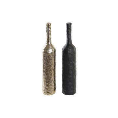 Vas DKD Home Decor Gyllene Champagne Svart Aluminium Modern (8 x 8 x 44 cm) (2 antal) 
