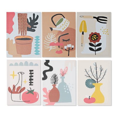 Tavla DKD Home Decor Plants Kanvas Kruka (30 x 1,8 x 40 cm) (6 antal)