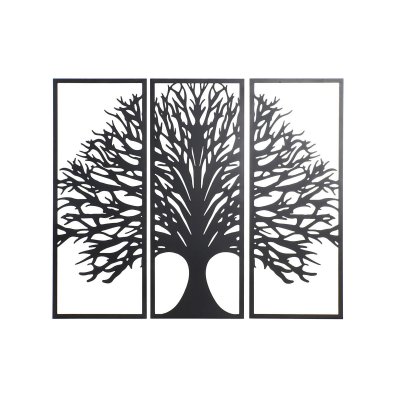 Väggdekoration DKD Home Decor 3 Delar Svart Träd Metall (105 x 1,3 x 91 cm) (91 cm)