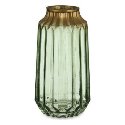Vas Gyllene Grön Glas (13 x 23,5 x 13 cm)