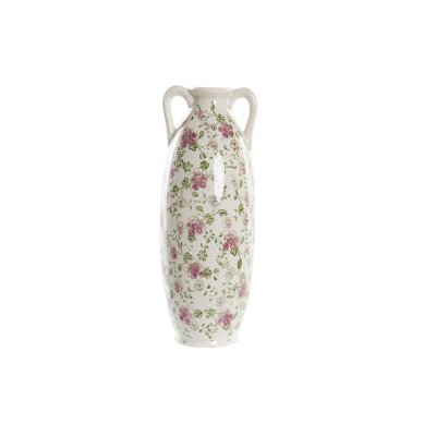 Vas DKD Home Decor Vit Grön Rödbrun Stengods Shabby Chic (13 x 13 x 35 cm)
