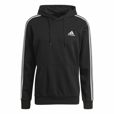 Tröja med huva Herr Adidas Essentials 3 Stripes Svart (Storlek: XL)