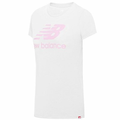 T-shirt med kortärm Dam Essentials Stacked Logo New Balance WT91546_SST Vit