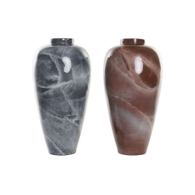 Vas DKD Home Decor Grå Vas Mörkbrun Bambu Modern (25 x 25 x 54 cm) (2 antal)