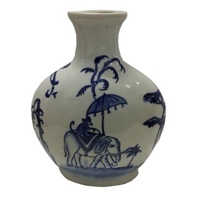 Vas DKD Home Decor Blå Vit Porslin Indier Elefant (24 x 13 x 31 cm)