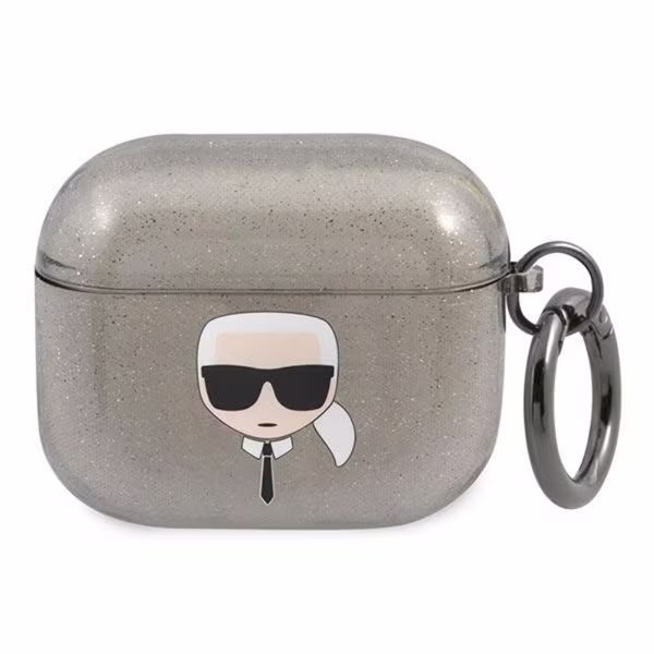Karl Lagerfeld fodral till AirPods 3 - Svart/Silver glitter