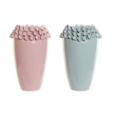 Vas DKD Home Decor Rosa Turkos Stengods Medelhavs (2 pcs) (16 x 16 x 26 cm)